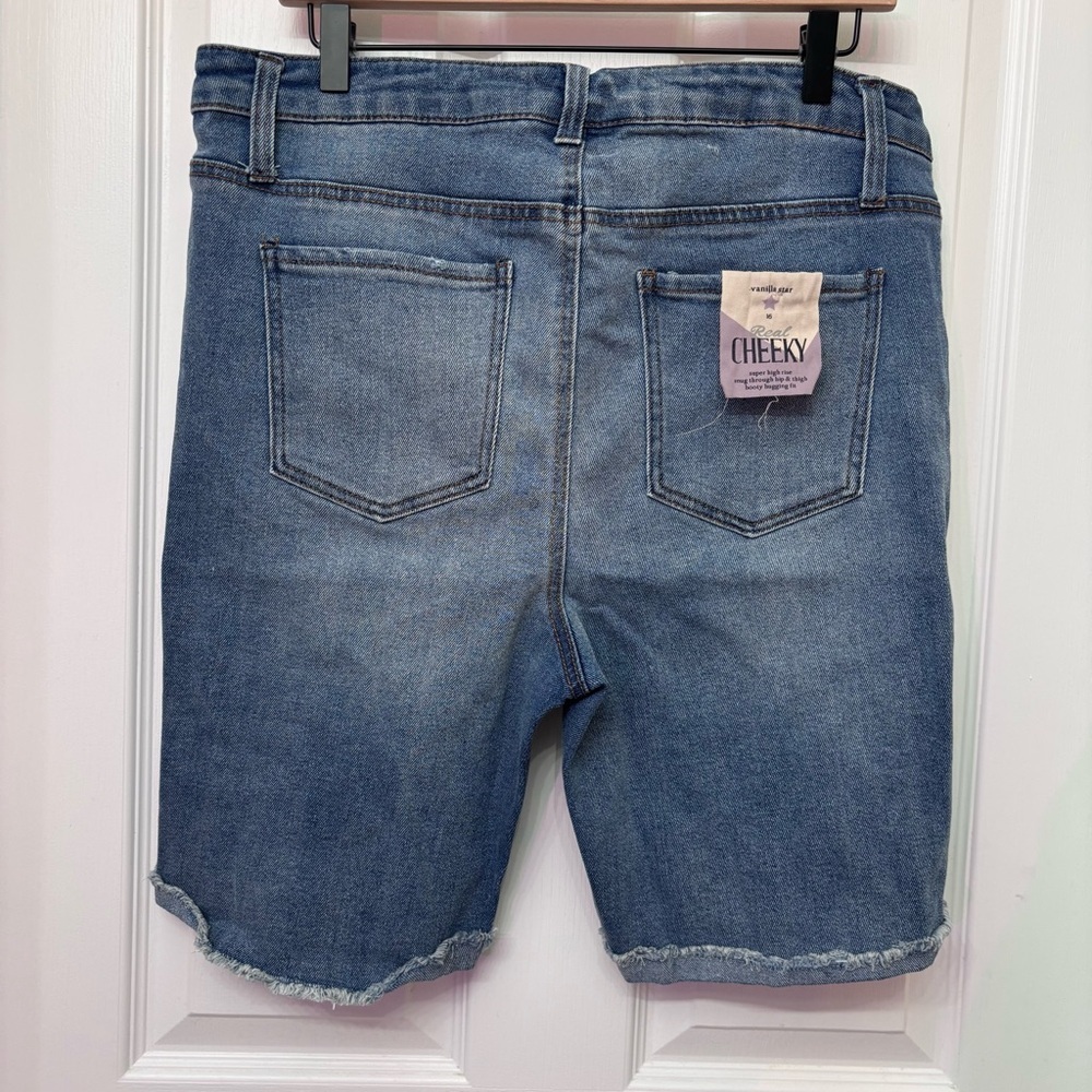Mid Wash Distressed Denim Shorts | Vanilla Star 16 - Picture 2 of 11